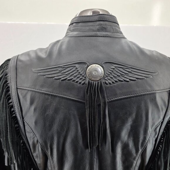 Vintage Harley Davidson Leather Biker Jacket Womens M Fringe Concho USA Made - Picture 4 of 15